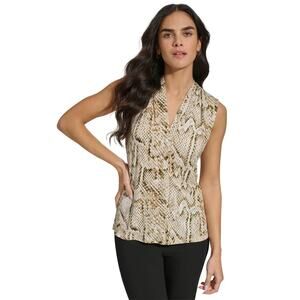 Calvin Klein Women's Printed Sleeveless V-Neck Top Sz XL New
